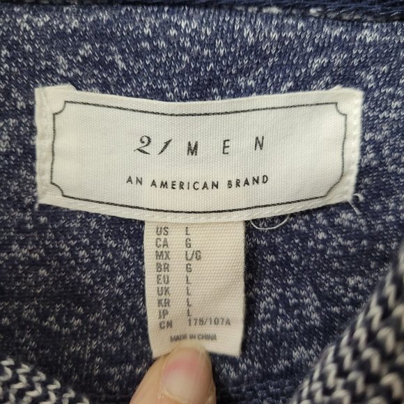 21 Men Sweatshirt Mens L Blue Long‎ Sleeve Shawl Collar Toggle Fleece Outdoor - Picture 4 of 10